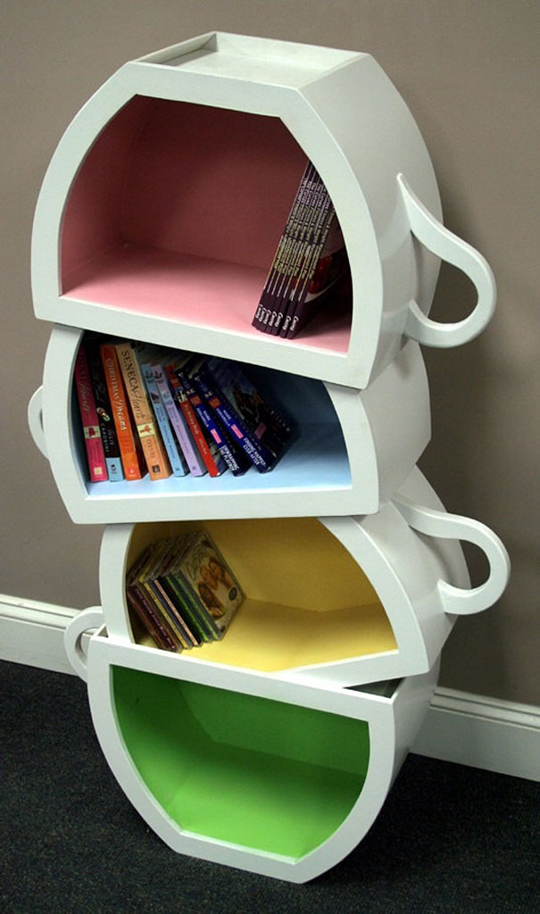 Handmade Stacked Teacup Shelve