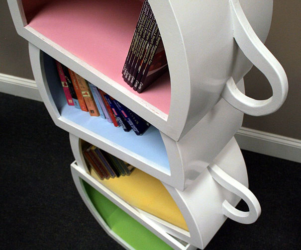 Handmade Stacked Teacup Shelve