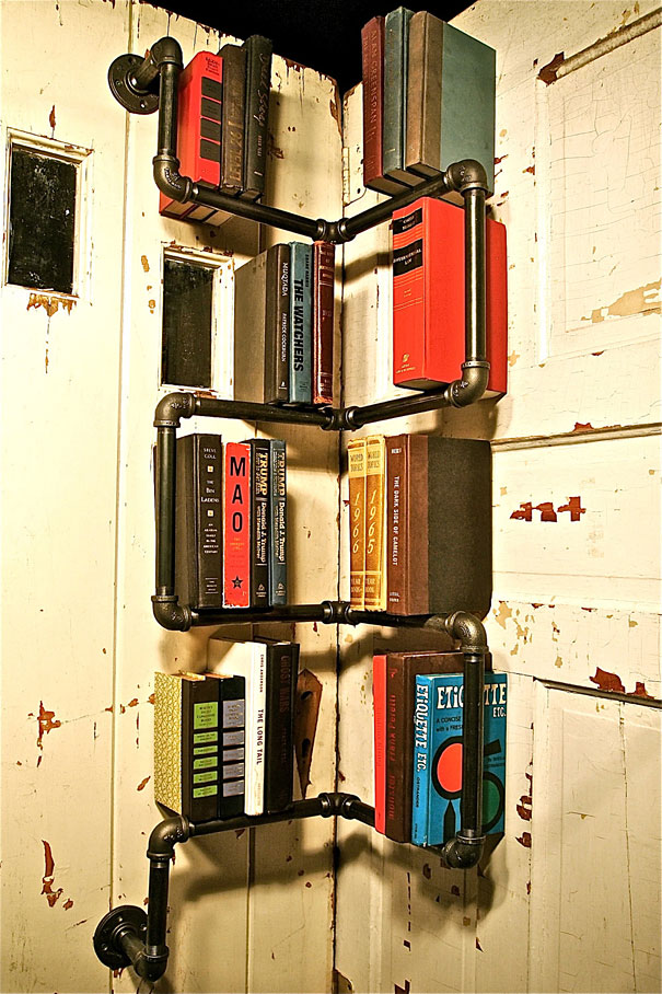Industrial Corner Pipe Shelf