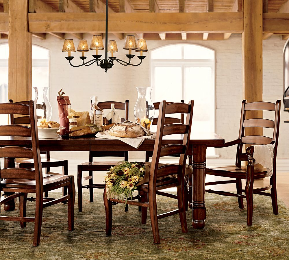 country style dining table and chairs and room decor