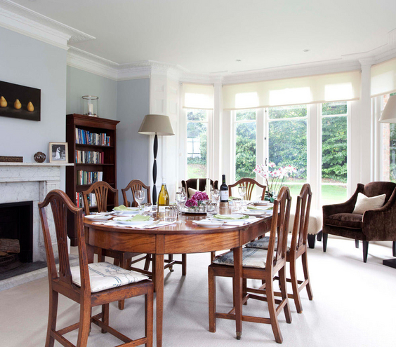 Traditional dining room table and chairs