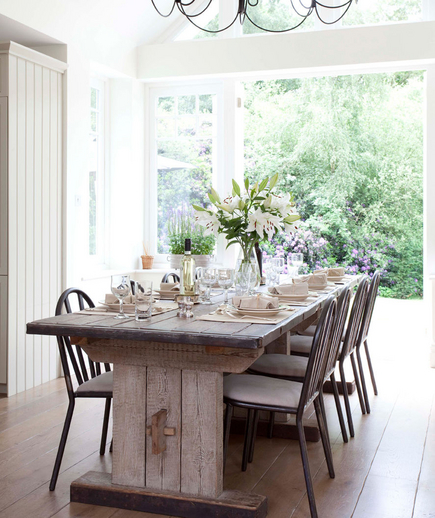 Rustic Charm: Long wooden farm table Long wooden farm table