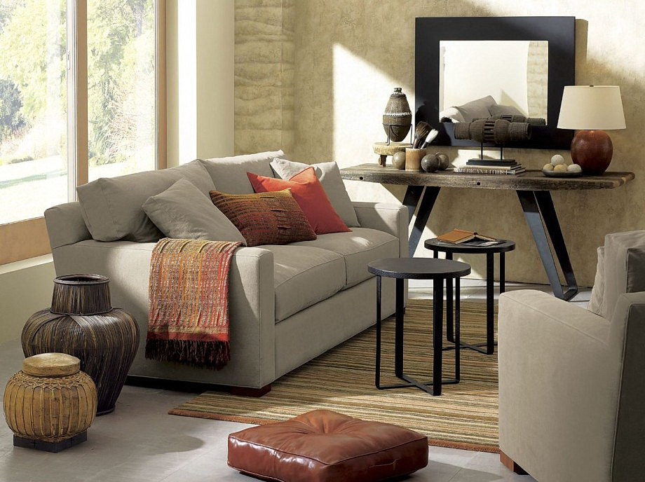 Farmhouse Redux Living Room With Axis Sofa And Accent Table