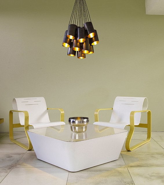 Contemporary White Chairs With Fobulous Lighting Idea. cool lighting ideas