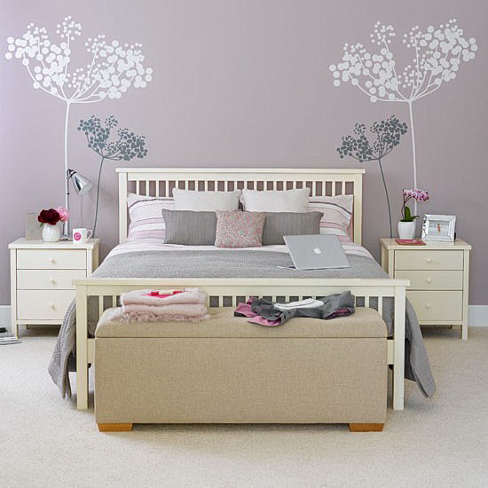 Trees and flowers is great idea for bedroom wall stickers.