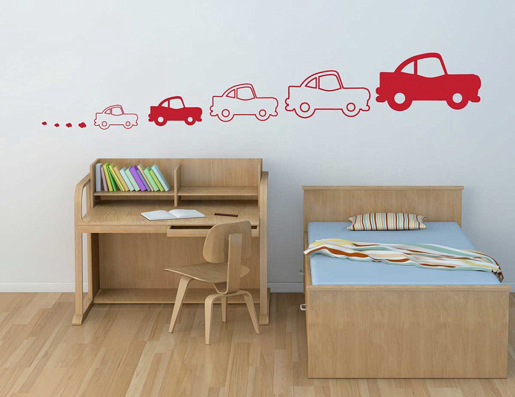 White And Red Car Bedroom Wall Stickers For Kids Pictures18