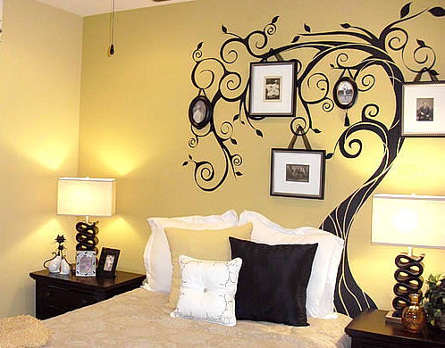 Bedroom wall stickers is beautiful decoration idea but also need a good lighting for good design.