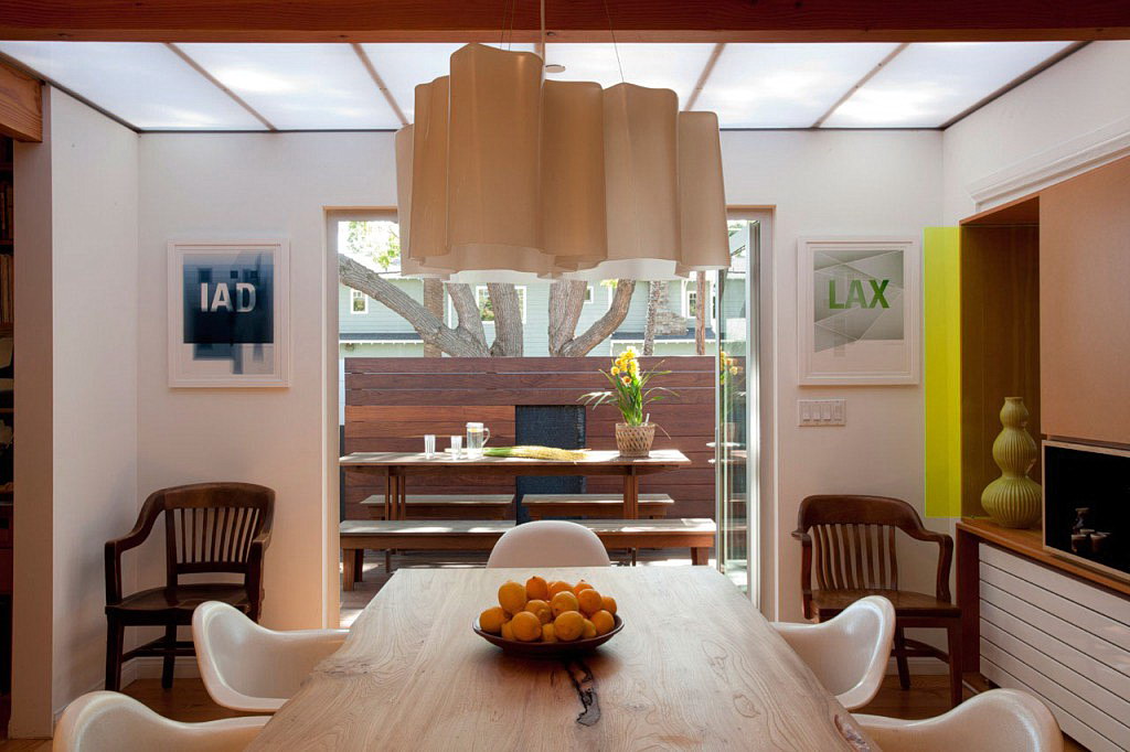 White Chairs Wooden Table Bowl Dining Room Idea