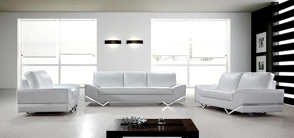 17 Variants How To Use White Sofa Set, White Leather Contemporary Sofa