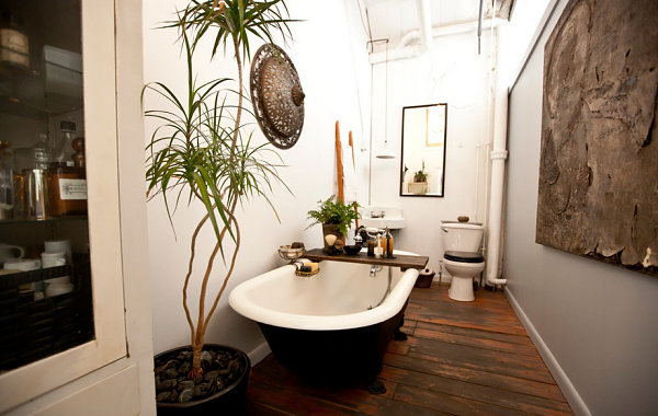 Artistic loft bathroom