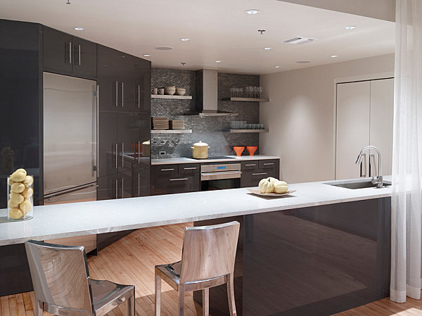 Loft kitchen with a long island