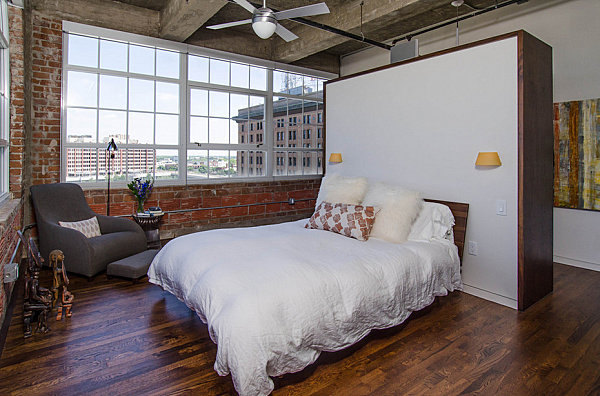 Industrial loft bedroom