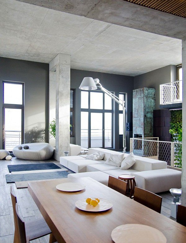 Living Room Design In Real Contemporary Loft.