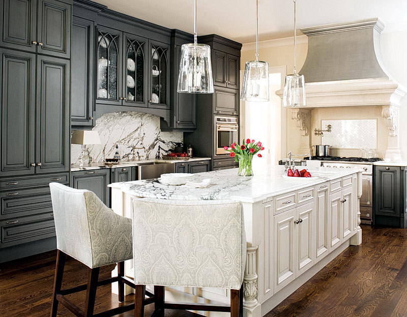 White Cabinets With Dark Grey.