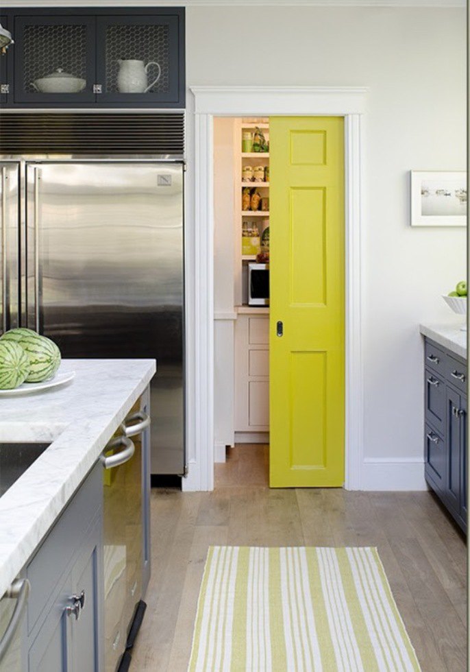 Kitchen:Outstanding Modern Grey Kitchen Design Ideas By Jeanne Rapone Yellow Door Modern Appliances Wood Floor Marble Countertop White Grey Cabinet Kitchen Design Ideas Decor Furniture Modern Island Design 