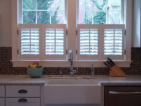 Kitchen window with blinds