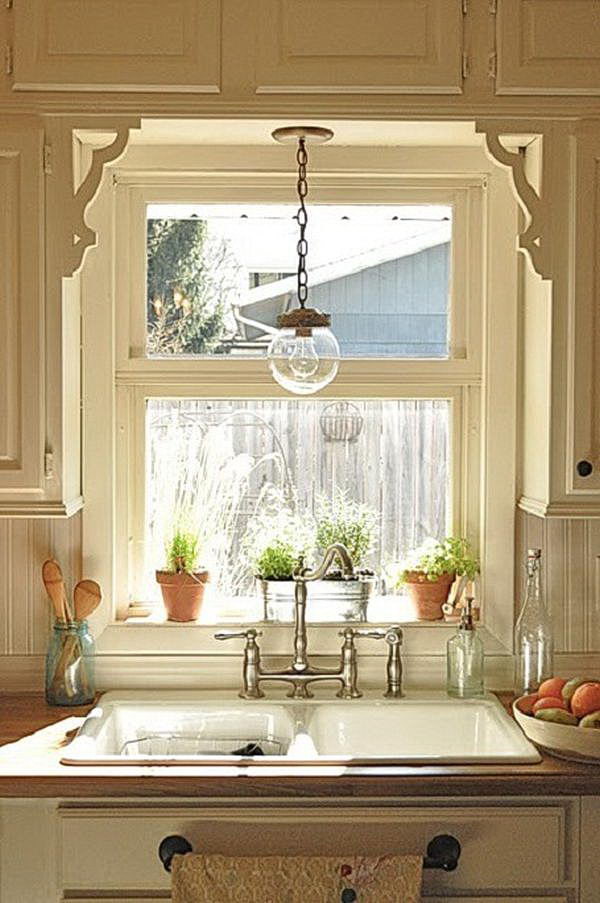 Wooden kitchen window