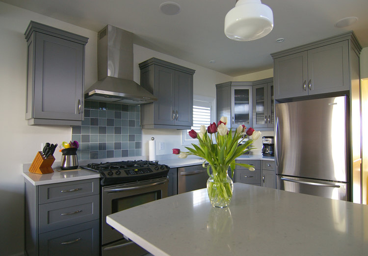 kitchens with gray cabinets
