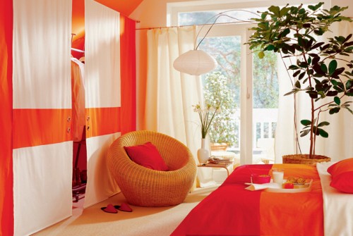 light orange attic bedroom designs