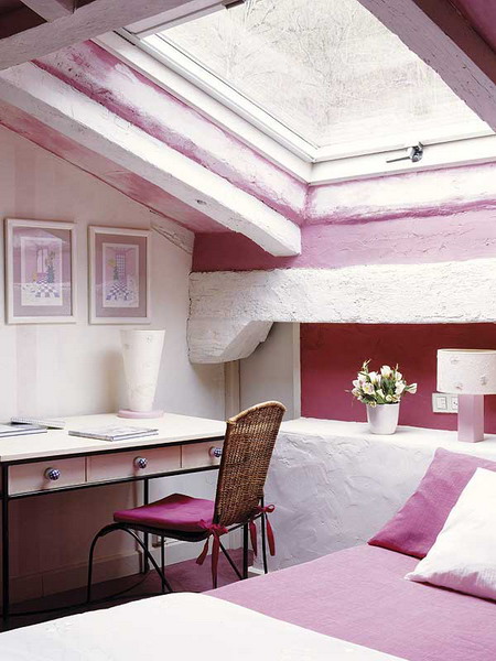 purple country attic bedroom designs