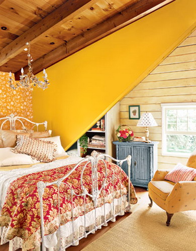 yellow attic bedroom designs