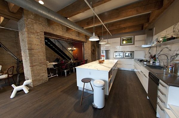 Rehabilitated Two-Story Loft Shows Off Industrial Theme. Rehabilitated Two-Story Loft Shows Off Industrial Theme.