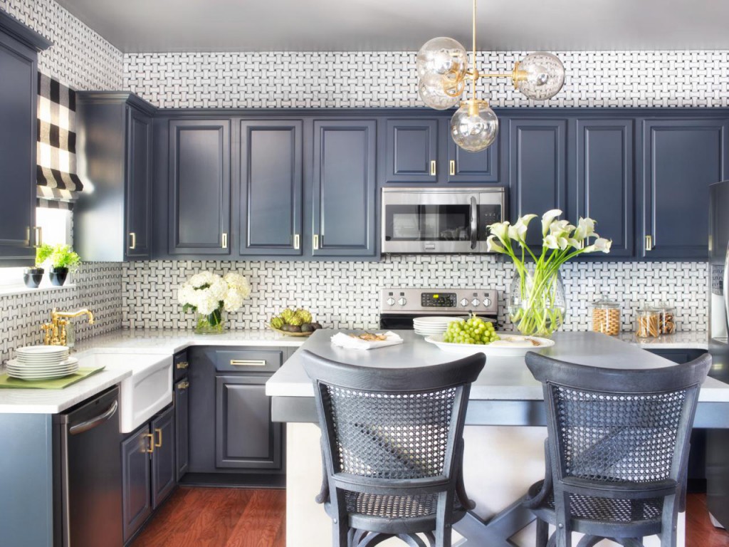 gray cabinets in kitchen