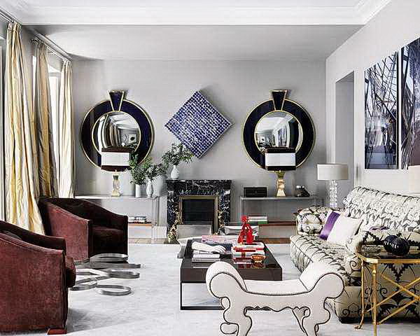 contemporary living room mirrors