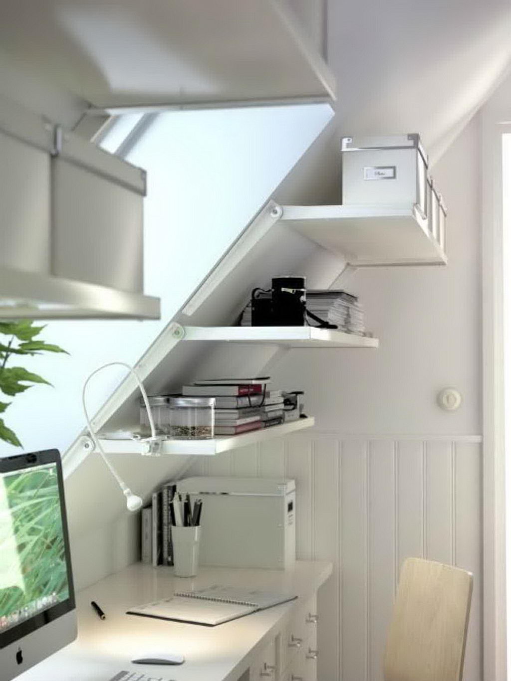 Clean and bright home office design idea
