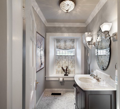 Gray bathroom: Grey and White Bathroom Decorating