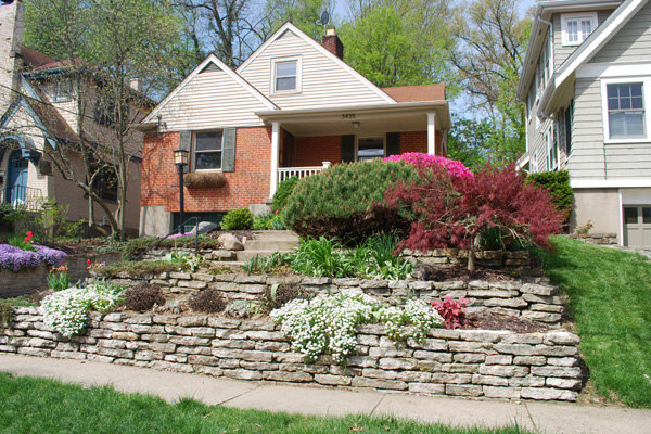 Terraced front yard with flowers