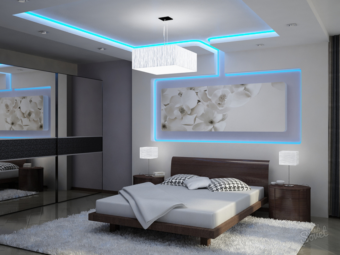 bedroom ceiling fixtures with chandelier, beside lamps and white rug