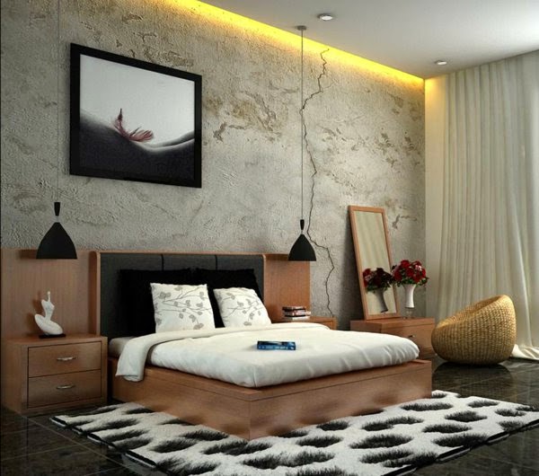 luxury bedroom ceiling lights: modern bedroom with yellow ceiling ribbons LED ceiling lights