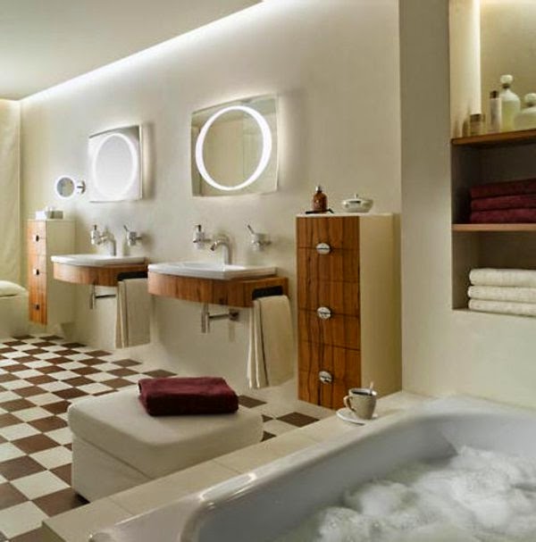 bathroom LED mirror lights: two round mirrors with LED ribbons bathroom LED mirror lights,LED ceiling light fixtures