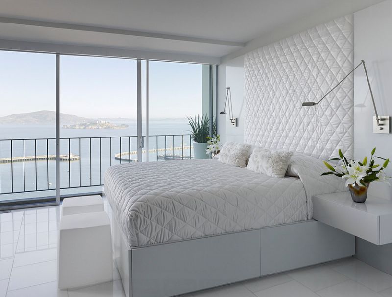 A space-saving addition to the contemporary bedroom in white