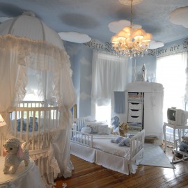 luxury nursery with marvelous ceiling decoration