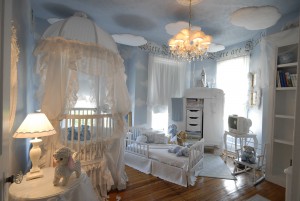 luxury nursery with marvelous ceiling decoration