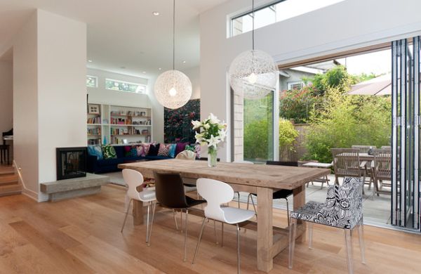 Pendant lights bring focused lighting to the dining area Pendant lights bring focused lighting to the dining area