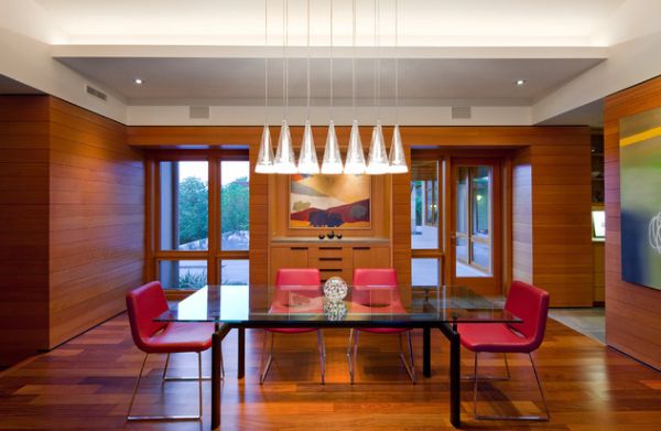 Fucsia Pendants By Achille Castiglioni For Flos above the dining table