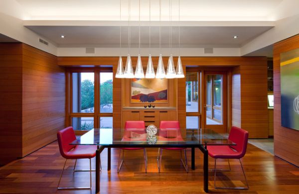 Fucsia Pendants By Achille Castiglioni For Flos above the dining table Fucsia Pendants By Achille Castiglioni For Flos above the dining table