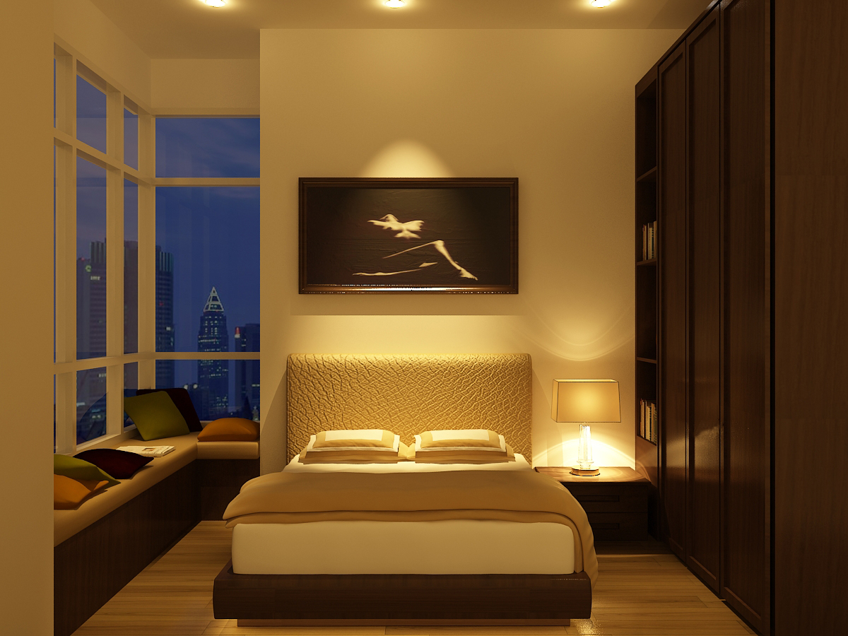 Exciting Stylish Bedroom With Beautiful Lighting And Windows