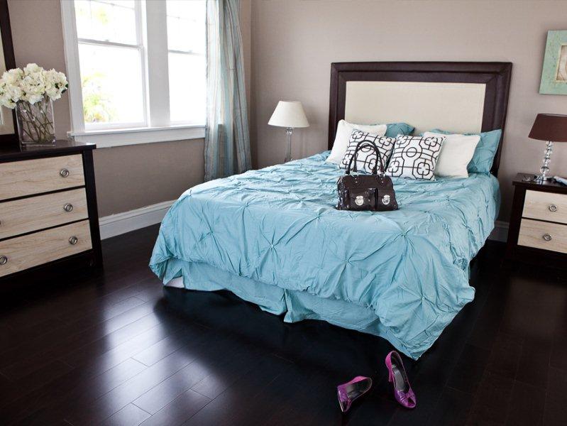 Black Hardwood Flooring in the Bedroom