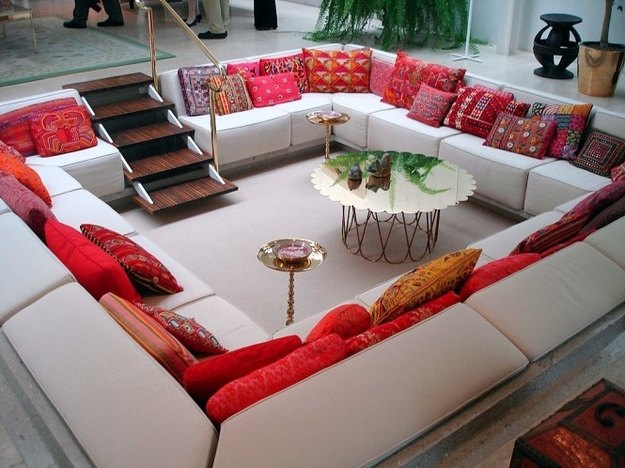 Lower your living room to create a conversation pit.