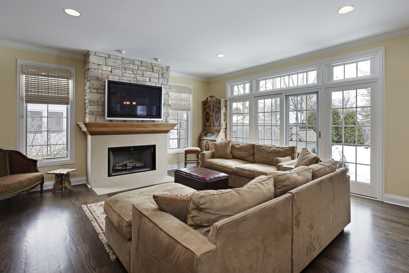 Expanse of dark hardwood flooring 