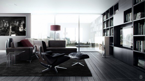 Black Living Room Concept