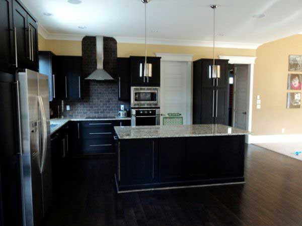 kitchens with dark hardwood floors