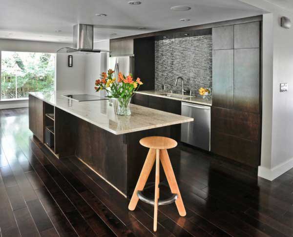 dark wood floors in kitchen