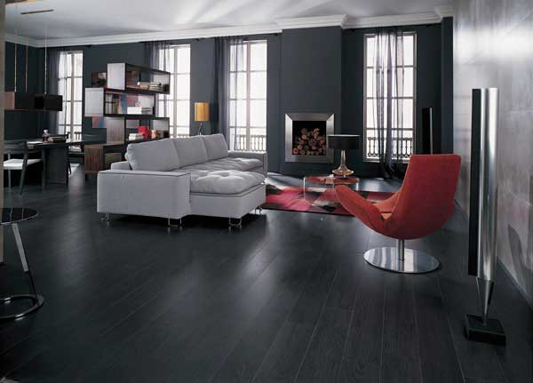 black wood floor