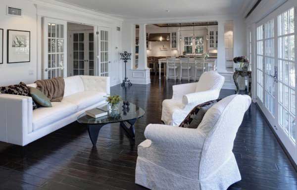 dark hardwood floor in living room