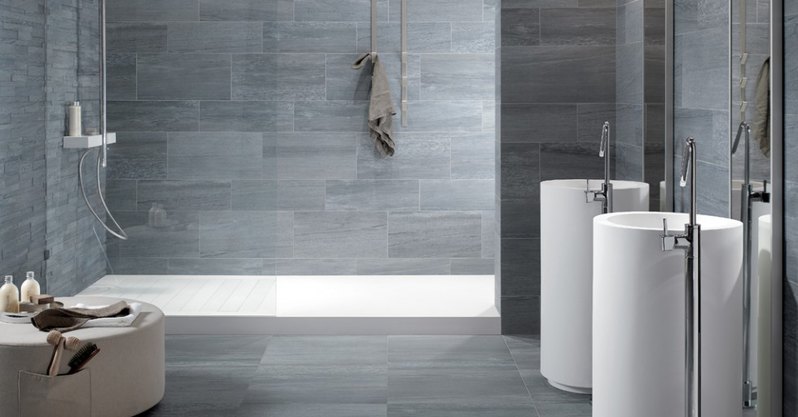 Grey bathroom tiles